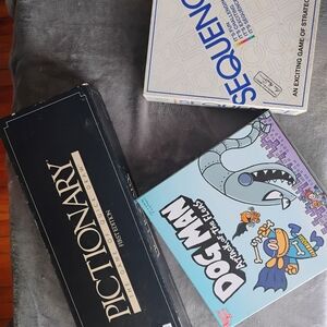 Pictionary, Sequence, Dog Man Attack Of The Fleas Board Games